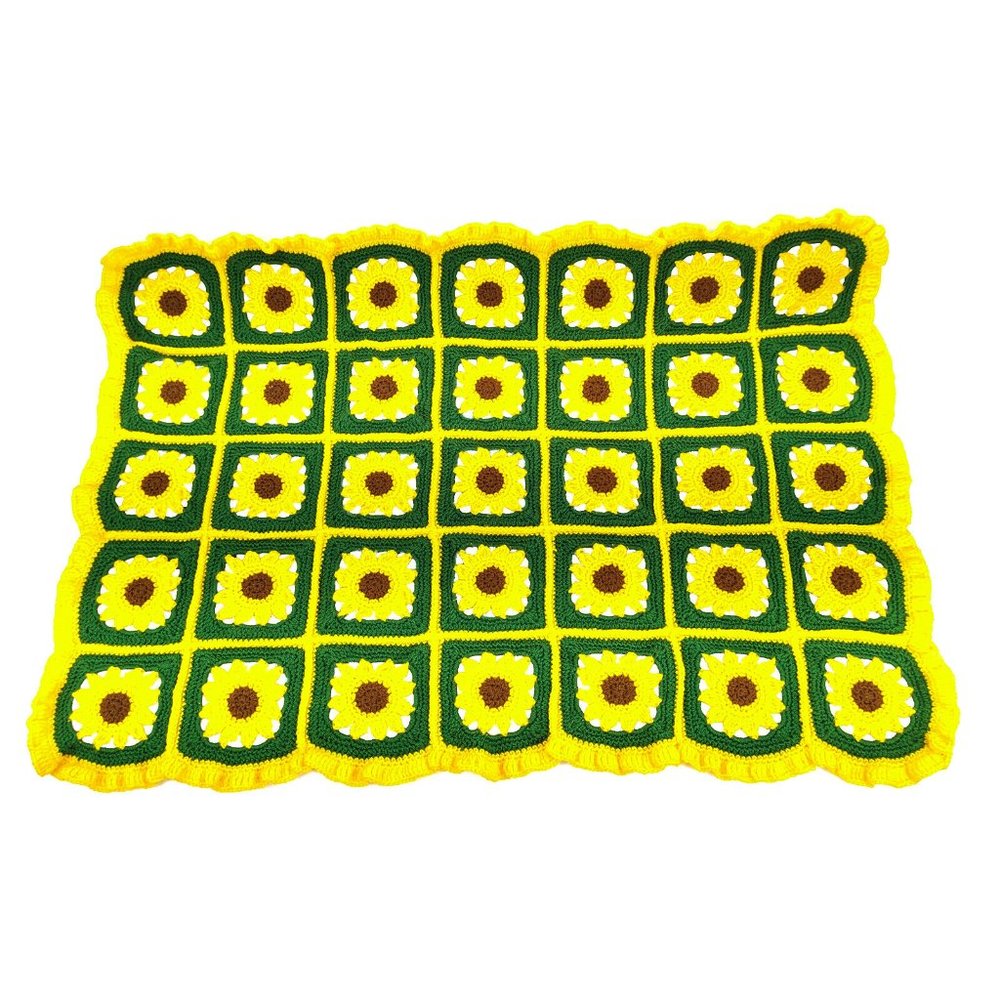 Crochet Sunflower Granny Squares Blanket 32x42